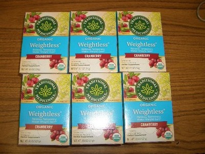 6 Boxes Traditional Medicinals Tea,Organic Weightless w/ Cranberry 16 Bags in ea