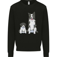 Felpa Jumper Per Bambini Con Border Collie E Cucciolo