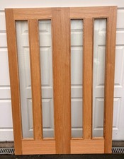 Pair of Internal Contemporary Oak Clear Glazed Doors 54" x 78" BRAND NEW