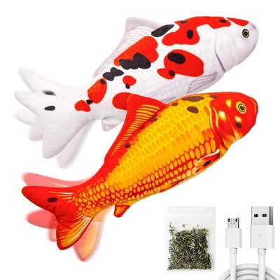 2 Pack 9'' Flopping Fish Cat Toys with SilverVine & Catnip - Interactive Kicker f