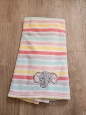 Baby Starters Elephant Blanket Stripes Pink Yellow Gray Plush Soft Lovey Euc 2