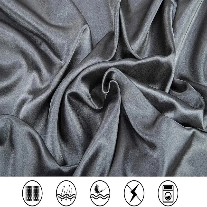 Bedding with Fitted Sheet Flat Sheet Mulberry Silk Bed Sheets Set Flat Bedsheets - Image 2 of 4