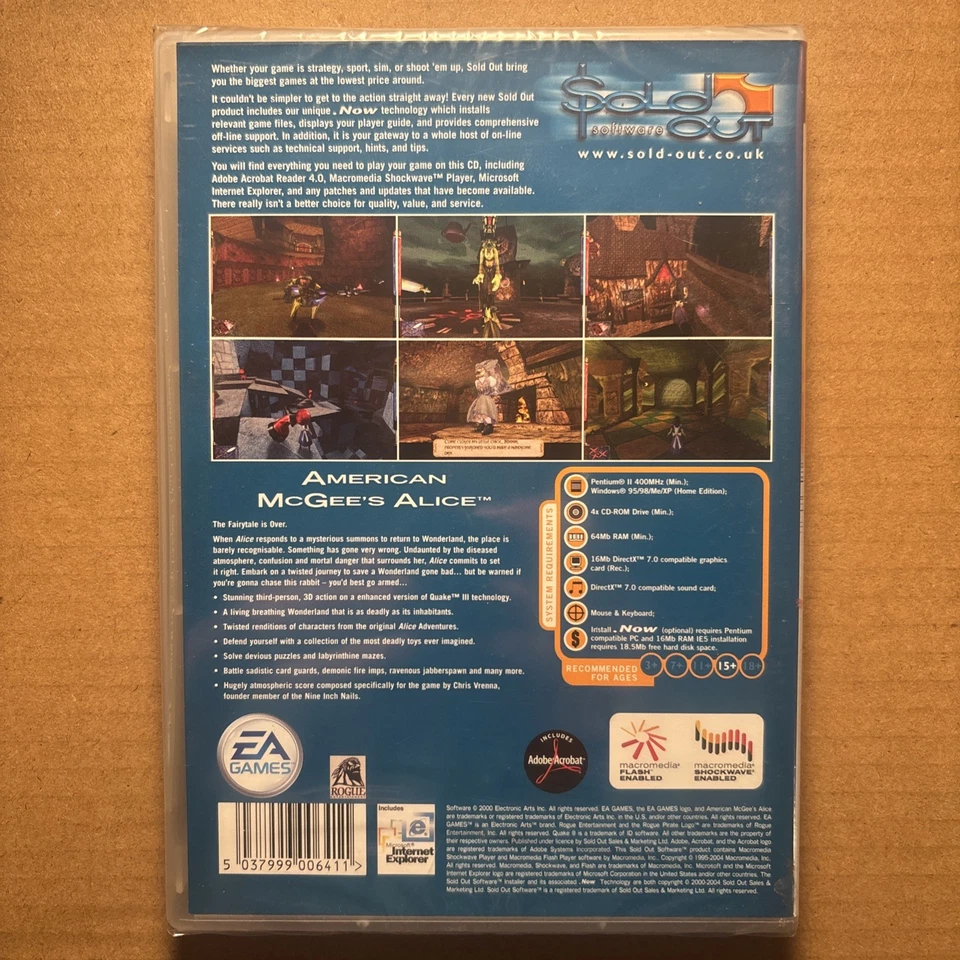 American McGee's Alice (PC CD-ROM, 2000) BRAND NEW SEALED EA Games Windows 95 - Image 2 of 4