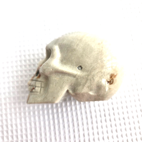 Natural Carved Stone Skull 2x3 Pale Gray Brown Gray - Picture 10 of 13