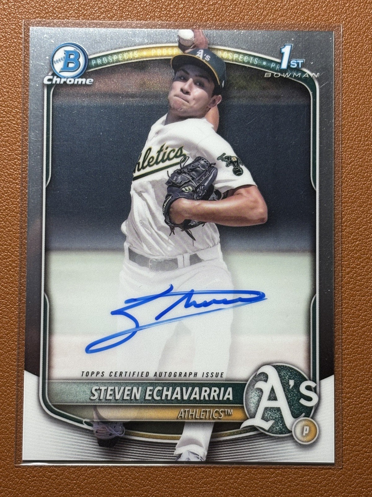 2025 Bowman Chrome Steven Echavarria Chrome Auto 1st #CPA-SE Athletics