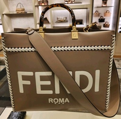 Fendi Sunshine Tote Medium Dove Gray Leather New In Box | eBay