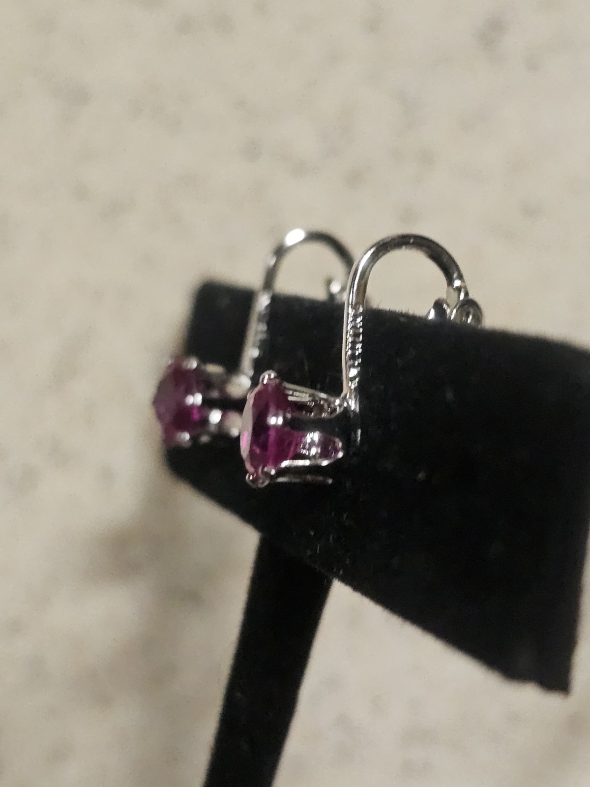 Sterling Silver Clip On Simulated Ruby Earrings - image 2