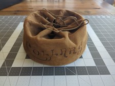 Antique 1910s 1920s Suede Leather Collar Case Box Holder for Detachable Collars