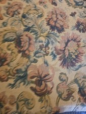 Tan W/Greens Pinks Floral Tapestry Fabric/Upholstery Fabric 83" X 48" Read Descr