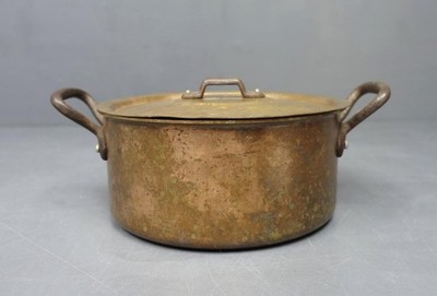 Baumalu 8'' Vintage Double Handle Copper Pot w/ Lid Made in France