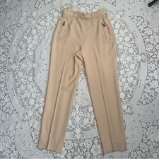 Authentic Vintage Hermes Paris Beige Wool Trousers FR 40 / US 8 High Rise