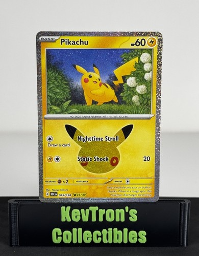 Pikachu 45/128 - 30th Celebration Anniversary 23/30 Holo NM Pokémon TCG