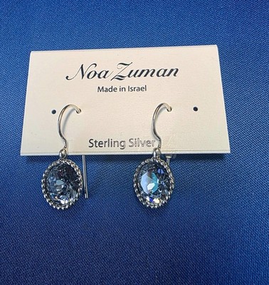 NOA ZUMAN  925 STERLING SILVER Faceted  BLUE Quartz  Small Round  Earrings - New