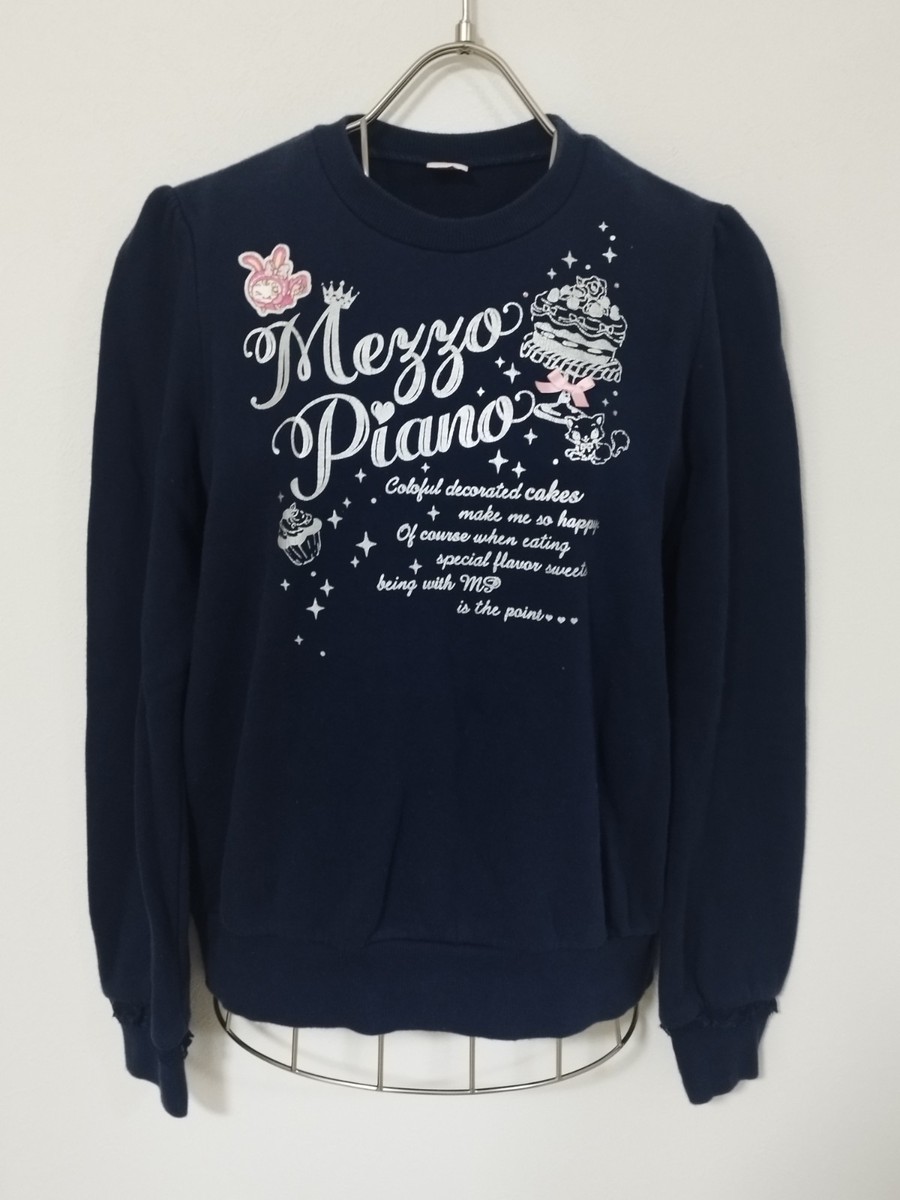mezzo piano 160 Navy Sweat Shirt Top Japan Kawaii Heiseiretro