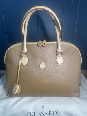 Vintage Trussardi Collezione Dome Satchel Bag Made Italy Lock Key Dust Bag