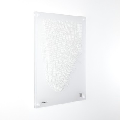 Layered Acrylic Wall Map, New York City Downtown, City Evolution Decor
