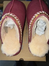Bearpaw Womens TANYA Suede Embellished Slipper Mule Chianti Size 8 NEW IN BOX