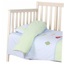 Baby Bedding Set 2-Piece   100 Cotton Poplin Toddler Duvet Cover Crib Blue Car
