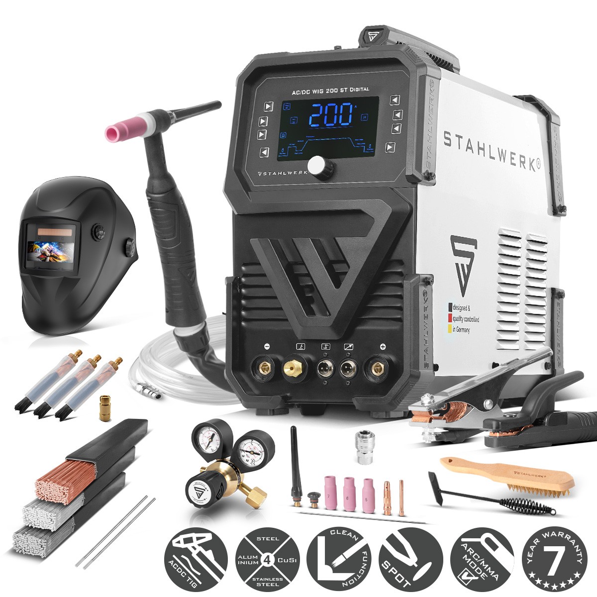 STAHLWERK AC/DC TIG 200 ST Digital fully equipped combination welding machine