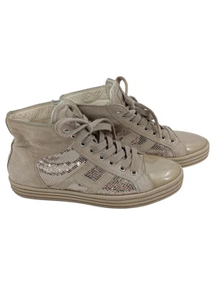HOGAN REBEL Damen High Sneaker Wildleder Beige Gr. 36 Pailletten - Bild 1 von 3