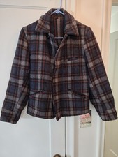 Boy's Vintage Blue Red Plaid Belted Back Jacket 1940s 50s Wool Sears Boyville