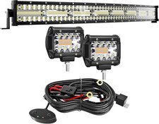 32 Led Light Bar Curved Terrain Vision Triple Row 672W Flood Spot Combo Beam