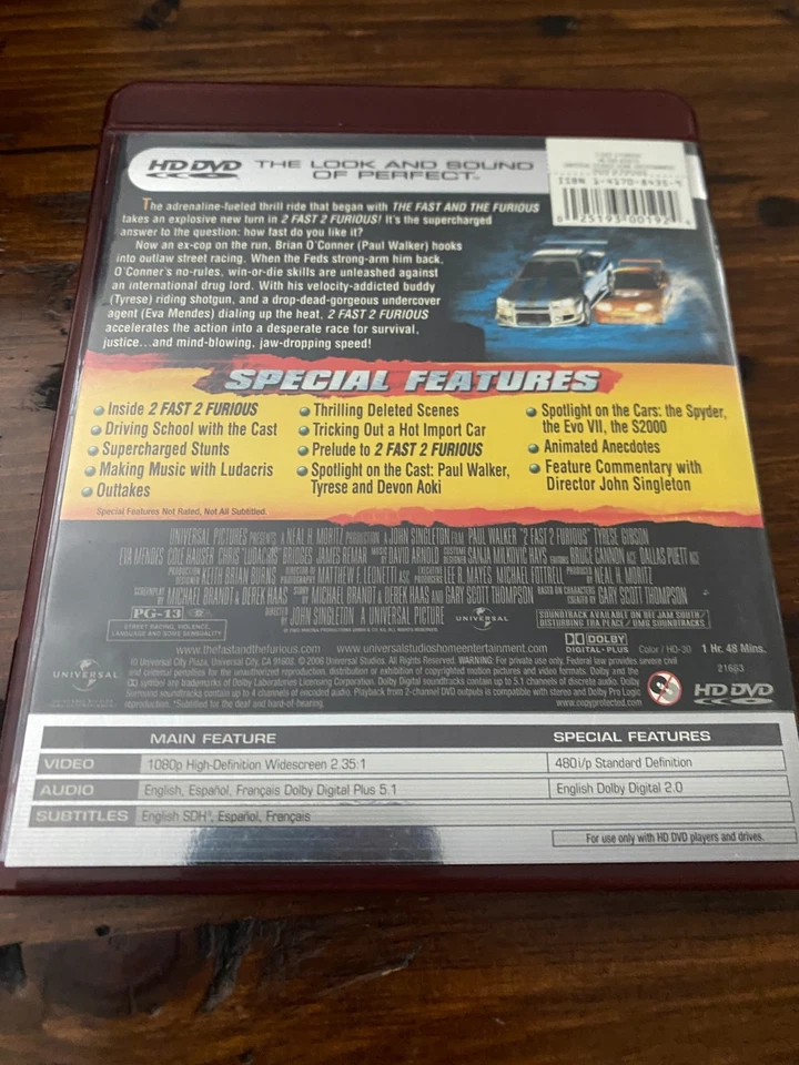 HD DVD 2 FAST 2 FURIOUS (Used, Excellent) - Image 2 of 2