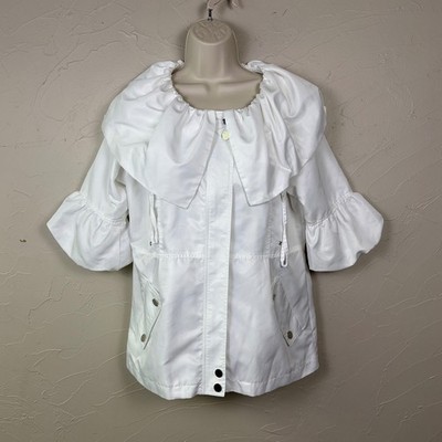 Luii Jacket Womens Large White Ruffle Collar Bell Sleeve Avant Garde Chic