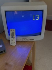 Sharp 13" CRT TV w/ Remote White Retro Gaming 13N-M150 w/ RF, A/V Inputs