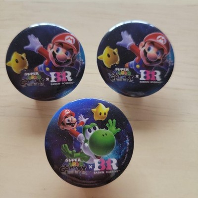 Super Mario Galaxy x BaskinRobbins Can Badges 3pc   Mario, Yoshi,