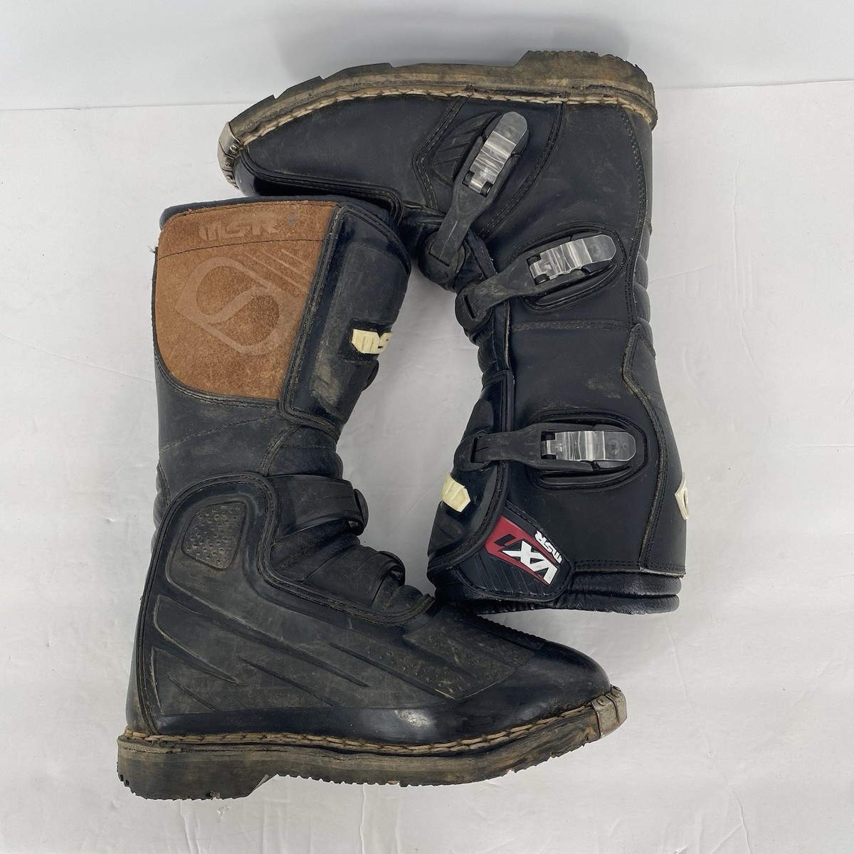 MSR VX1 Black Leather Moto Cross Morcycle Boots Men's Size 5 EU 38