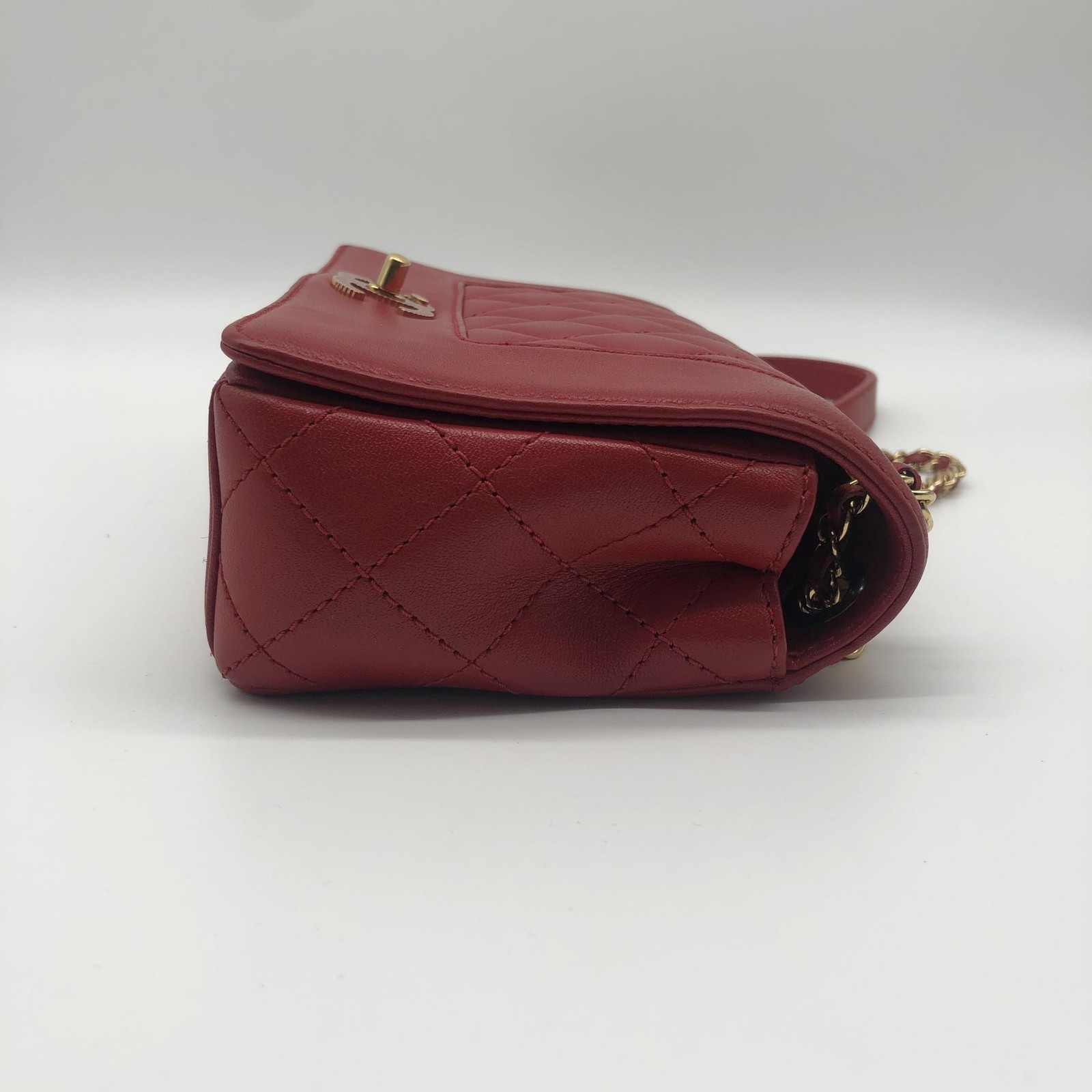 Burgundy Sheepskin Quilted Leather Mademoiselle Flap Bag - ## image 4