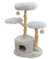 Katzen Kratzbaum Holz/PlüSch/Sisal Ca. 110 X 60 X 45 Cm Hellgrau, Dehner Premium