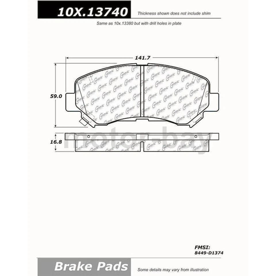 Pastilhas de freio dianteiras traseiras compatíveis com Nissan Maxima 2012 2013 2014 2015 2016 2017 2018 2019 - Imagem 4 de 4