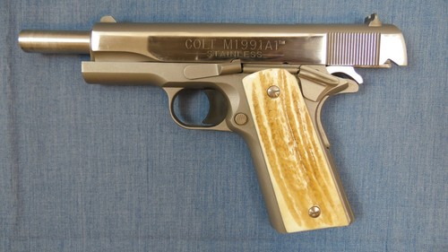 1911 REAL ELK STAG MED BROWN COLOR GRIPS FULL SIZE FITS COLT S&W & CLONES - Picture 7 of 7