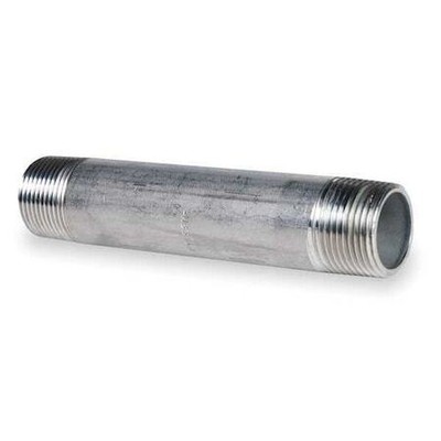 Zoro Select T4bne09 3/4'' Mnpt X 5'' Tbe Stainless Steel Pipe Nipple Sch 40