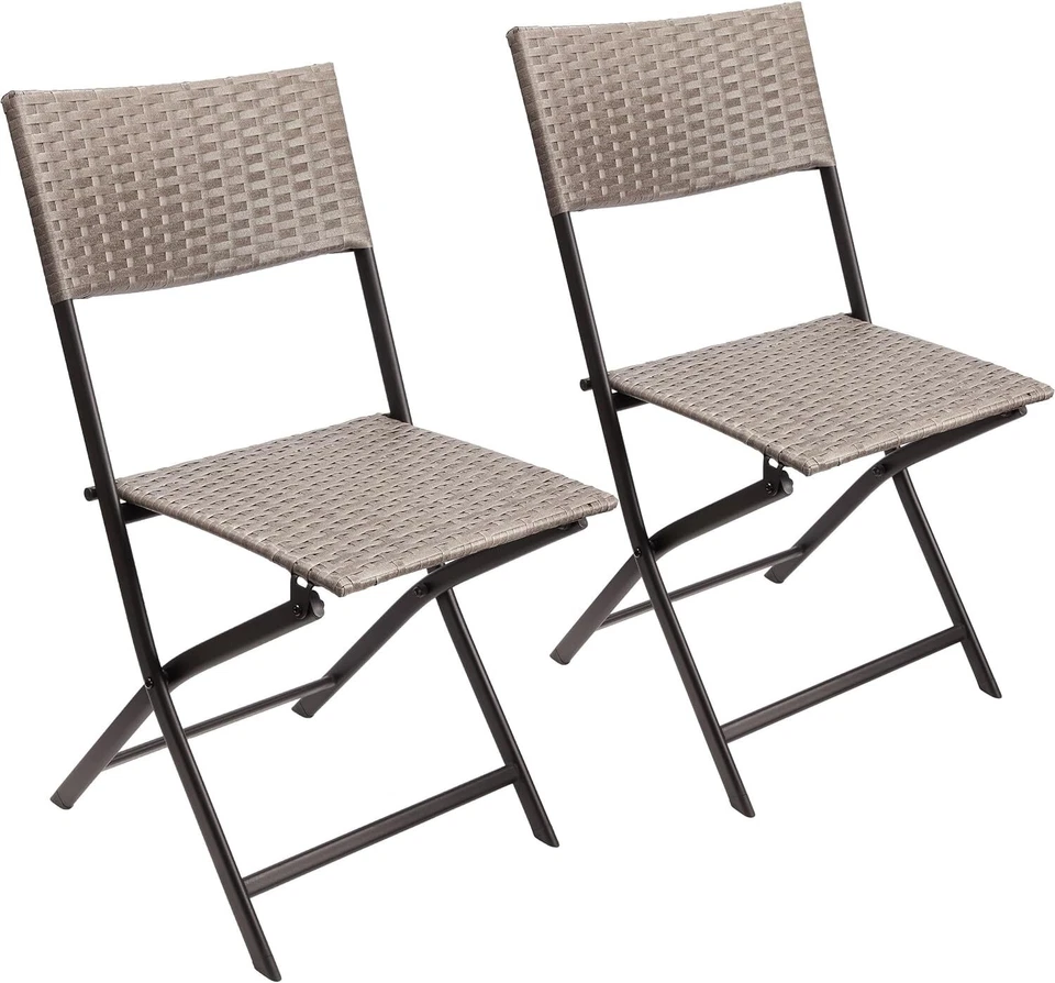 Balkon Bistro Set Rattan Sitzgruppe Garten Möbel Stühle und Tisch 60x60 Klappbar - Bild 2 von 4