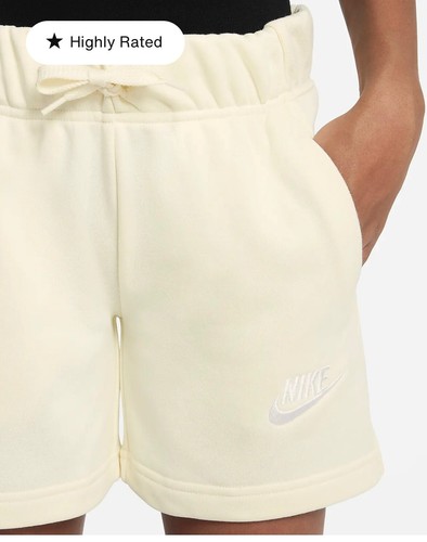 $30 Retail Nike Club Girl's SZ LARGE French Terry Shorts DA1405 113 yellow