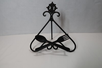 Metal Decorative Cookbook Stand Display Book Tablet Holder Easel Black