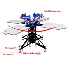 Enhanced Frame 4 Color 4 Station Screen Printer Commercial Manual Press 006433