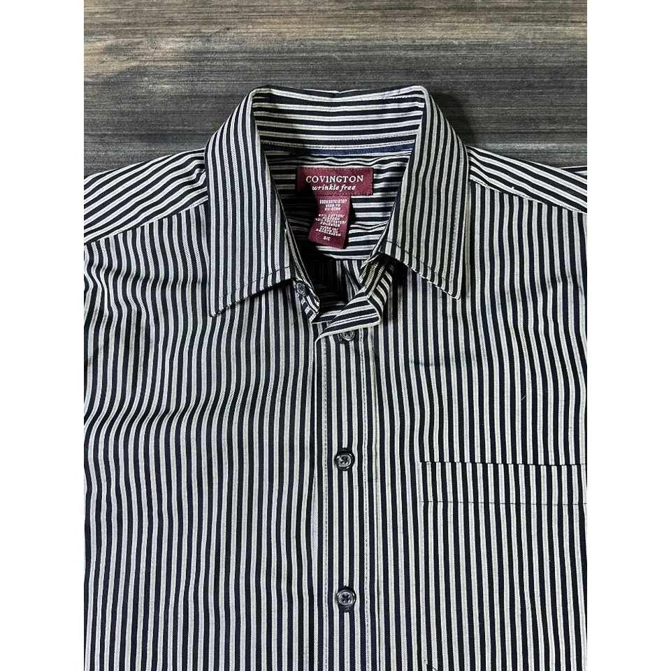 Camisa de vestir Covington a rayas sin arrugas manga larga abotonada S/C Foto 3 de 4