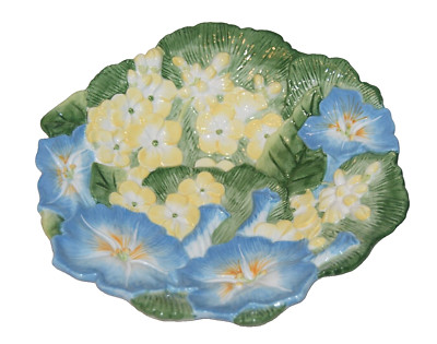 New in Box Fitz and Floyd Spring Fling Ceramic Morning Glory and Geranium Bowl