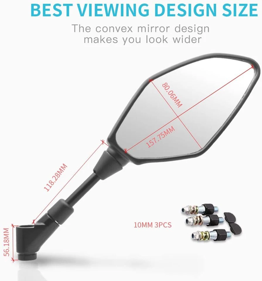 Motorcycle Blade Rear View Mirrors 8/10mm For Honda XR150L XR650L XR600R XR400R Foto 2 de 4