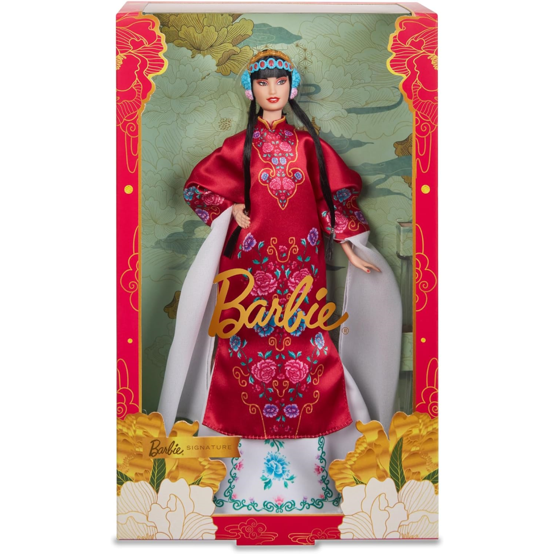 Barbie Signature Lunar New Year Doll in Red Floral Robe Opera (Box Damaged)