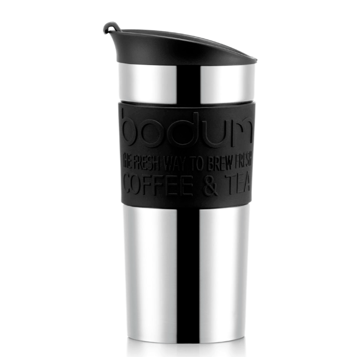 Bodum Stainless Steel Vacuum Insulated Travel Mug 350ml Coffee Tea Mug Flip Lid