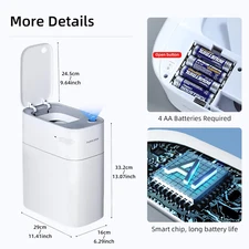 Small Bathroom Trash Cans with Lids,Motion Sensor Bathroom Trash Can,Narrow W...