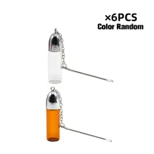 6 x 57mm Portable Travel Dispenser Mini Glass Storage Bottles with Small Spoon