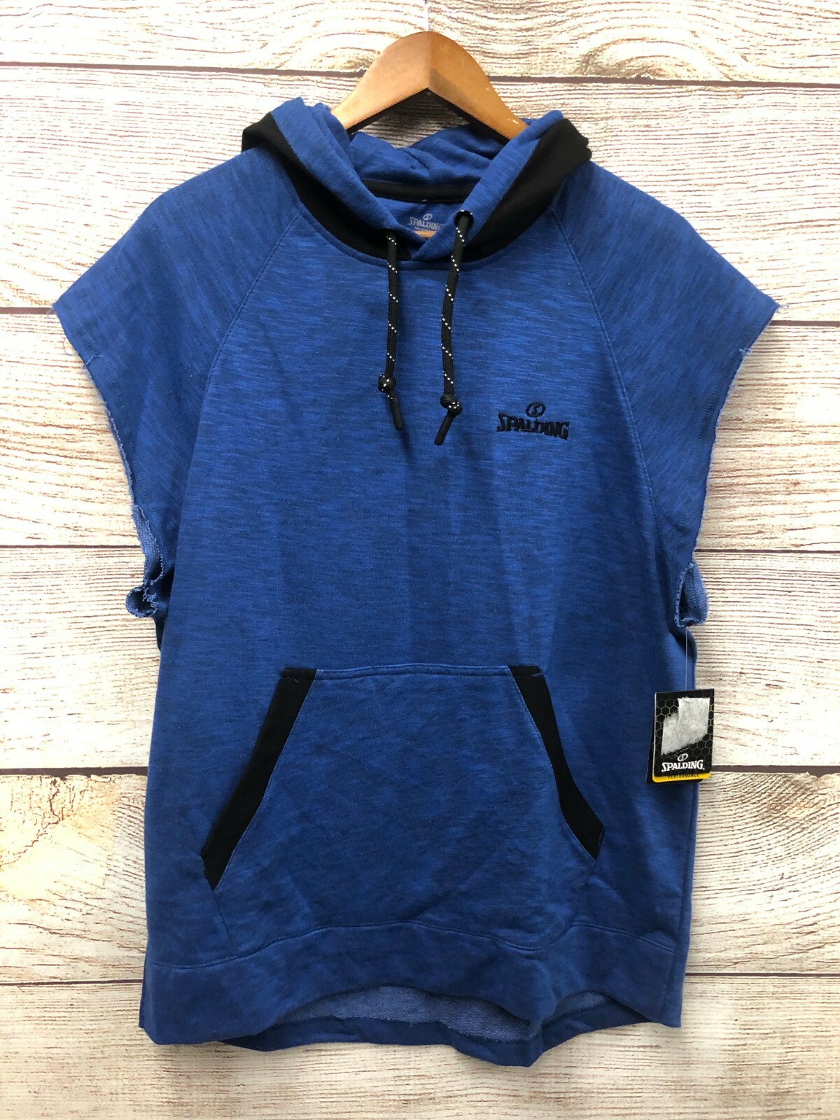 Hooded Shirt Spalding Mens Size Small Blue Cut Off Sleeve Performance Shirt New