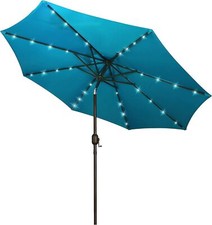 9 ft Solar Umbrella 32 LED Lighted Patio Garden Umbrella Table Market Umbrella