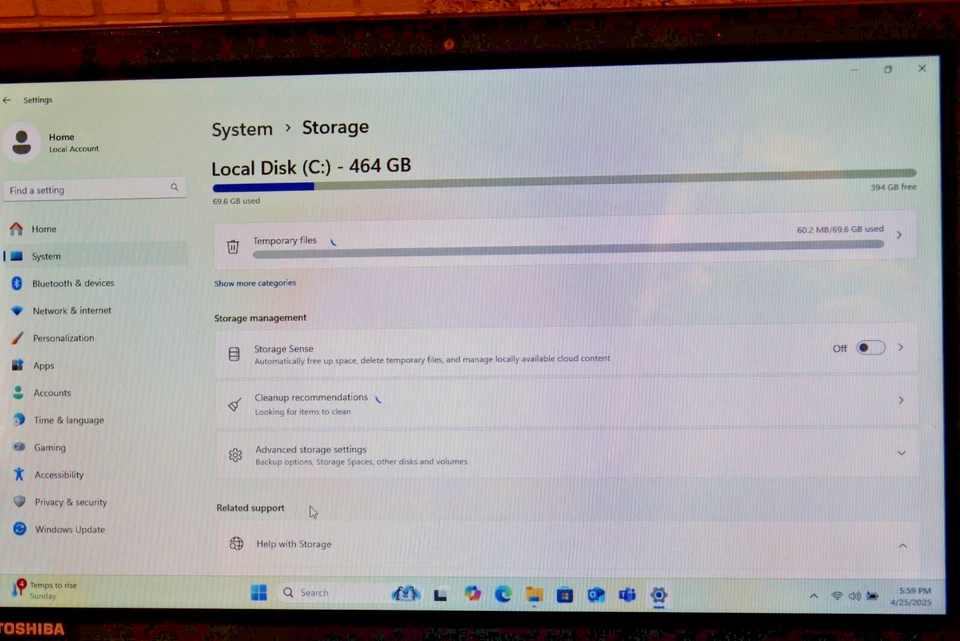 HDD Toshiba C55T-A5123@2.13GHz edição 24H2 WIN 11PRO, 8GB de RAM 500GB - Imagem 3 de 4
